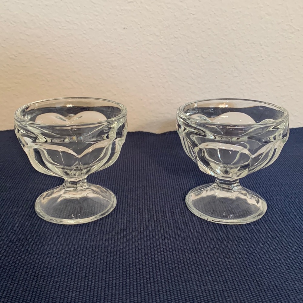 Set of 2 Vintage Clear Glass Sherbet Dessert Cups